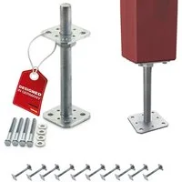 SO-TECH® Pfostenträger Stützträger höhenverstellbar Gewinde M24 Stahl feuerverzinkt, (10-St), zum Aufschrauben, wetterfest, 80 x 80 x 250 mm