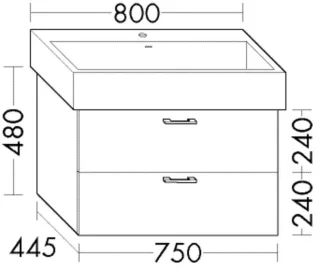 Burgbad Waschtischunterschrank Sys30 PG2 Echo 480x750x445 Weiß Hochglanz, WWMD075461 WWMD075461