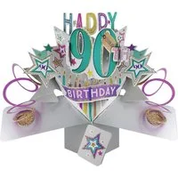 Second Nature Pop Ups Geburtstagskarte Grußkarte PopUp 'Happy 90th Birthday'
