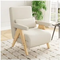 Merax Loungesessel 3-in-1 Klappbarer Umbausessel mit Schlaffunktion (6-fach verstellbare Rückenlehne, 1-St., Polstersessel Einzelsessel Einzelbett), Schlafsessel mit verstellbarer Rückenlehne & Massivholzfüße, Leinen