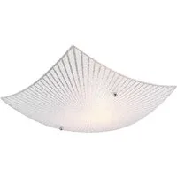TRIO Leuchten LED Deckenleuchte, LED wechselbar, Warmweiß, flache Lampenschirme Opal-Glas Weiß mit Silber Dekor Design, Ø30cm
