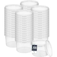 BENBOW Aufbewahrungssystem Eimer mit Deckel 30 20 10 5 3 1 0,5 L Transparent Lebensmittelecht, Polypropylen - Lebensmittelecht, Geschmacksneutral, Auslaufsicher, (100-tlg., PZH-, BRC- und DIN-ISO-zertifiziert), für Lebensmittel, Farben, Chemikalien