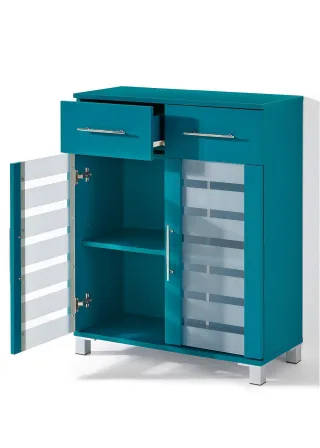 bonprix Badezimmer Schrank, petrol, Gr.85x68 cm, Trendig und praktisch: der 2-türige Badezimmer Schrank mit 2 Schubladen