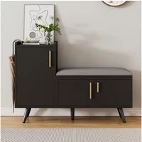 Flieks Schuhschrank (B100/T34/H69 cm, 1-St., gepolsterter Sitzfläche und Metallgriff, ca 10 Paar Schuhe) Schuhwechselhocker mit Seitenschrank Schuhbank mit 3 Tür