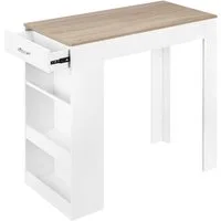 Woltu Bartisch, mit 1 Schublade & 3 Ablagen, Stehtisch mit Weinregal, Bistrotisch
