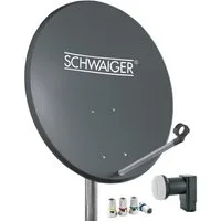 Schwaiger 714487 SAT-Antenne (55 cm, Stahl, Twin LNB, anthrazit)