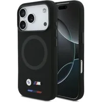 BMW Handyhülle Case iPhone 17 Pro MagSafe Silikon schwarz Logo Metall 6,3 Zoll, Kantenschutz