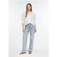 comma Regular-fit-Jeans Jeans-Hose Straight-Fit-Denim mit ausgefranstem Saum
