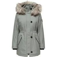 ONLY Winterjacke Only Damen Winter-Jacke OnlIris einfarbiger Parka Mantel Fellkapuze