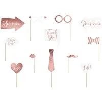 partydeco Papierdekoration, Fotobox Requisiten für Hochzeit 12er Set rosegold