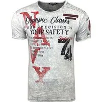 Baxboy T-Shirt Kurzarm Verwaschen Vintage Used Look T-Shirt Front Back Print B-119