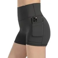 Smilodox Shorts Lissa, High Waist Radlerhose mit seitlichen Eingrifftaschen, elastisch Figurformender Bund, enganliegend, Training Alltag Fitness Yoga