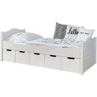 Ticaa Bettgestell Einzelbett "Leni" 90x200 Kiefer Weiß