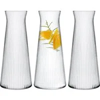 KONZEPT Wasserkaraffe Karaffe Glas 1 liter, geriffelte, Wasserkaraffe ohne Deckel, (3-tlg), zum Servieren von Wasser, Wein, Säften sowie als Vase