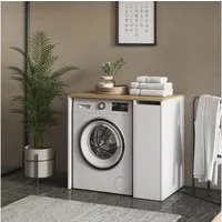 Vicco Waschmaschinenumbauschrank Viktor, Weiß/Artisan-Eiche, 93.6 x 88.2 cm mit Rollcontainer (1-St)