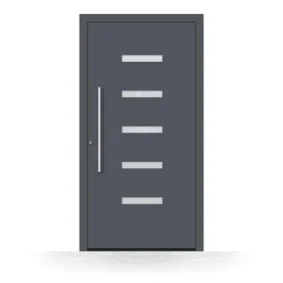 Haustür Aluminium mit Glas, Anthrazit RAL 7016, 85x175 cm, Schüco-Profil, Modell Kiel, individuell konfigurieren