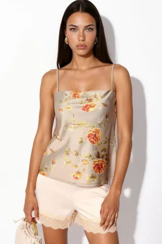 Blumen Satin Oberteil