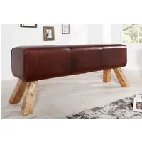 riess-ambiente Sitzbank TURNBOCK 120cm braun / natur, mit Echtleder-Bezug