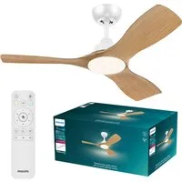 Philips LED Deckenleuchte Olas 24W DC-Ventilator 30W, fixe Rotorblätter, ⌀ 106cm, schwarz-braun, CCT - über Fernbedienung, Dimmer, Dimmfunktion, Ein-/Ausschalter, Farbsteuerung, Fernbedienung, Infrarot inkl., Memoryfunktion, Ventilatorfunktion, dimmb