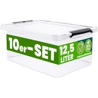 Deuba Aufbewahrungsbox, 12,5L Deckel Kunststoff Organizer Ordnungsboxen BPA frei stapelbar