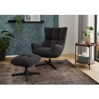 Jockenhöfer Gruppe Relaxsessel Melania, B: 73 cm, Sitzhöhe: 45 cm, Set: mit Hocker, 360° Drehfunktion, kuscheliger Webstoff