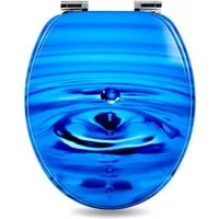 Sanfino WC-Sitz "Waterdrop" Premium Toilettendeckel mit Absenkautomatik aus Holz, mit schönem Maritim-Motiv, hohem Sitzkomfort, einfache Montage