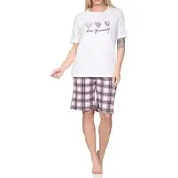 Normann Pyjama Normann Damen Schlafanzug kurzarm Shorty Karohose - auch in Übergröße