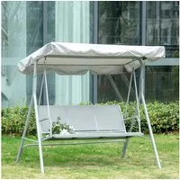 Outsunny Hollywoodschaukel inkl. Sonnendach, 3-Sitzer, verstellbar Sonnendach, Gartenschaukel, 1 tlg., Hollywoodschaukel, für Garten, Balkon, Grau