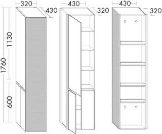 Burgbad Raumteiler YSO PG1 Matt 1760x320x430 Dunkelgrau Matt, HSHA058LF2136 HSHA058LF2136