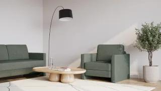 BRUNO Schlafsessel 70cm in Forest Green | praktische Größe | stabiles Massivholz & Boxspringkomfort