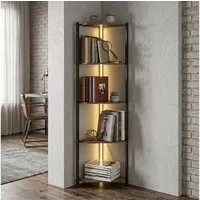 HOMCOM Bücherregal 5-stöckiges Regal, Eckregal 2-tlg., LED-Beleuchtung, Eckregal, platzsparend