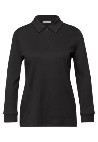 Street One - Poloshirt mit Zipper braun - Gr. - 42