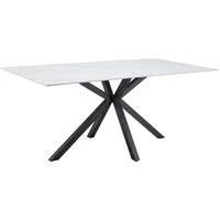 riess-ambiente Esstisch GALAXIE 160cm weiß/schwarz – Keramik, Metallgestell, Marmor-Design (Einzelartikel, 1-St), großer Tisch für bis zu 6 Personen – ideal für Esszimmer & Wohnküchen