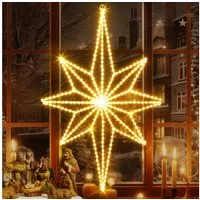 Quntis LED-Lichterkette LED Stern Fensterdeko, Warmweiß weihnachtsdeko, Faltbar, mit 3m Kabel, 62×39cm Bethlehemstern, 360 LEDs, IP20, inkl. Haken & Kabelbinder