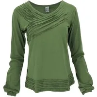 Guru-Shop Longsleeve Langarmshirt Boho Style, einfarbiges Shirt mit.. alternative Bekleidung