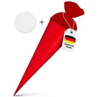 itenga Schultüte itenga Set Rot Schultüte Rohling 70 cm rund + Namensschild Stern (Moti