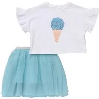 Miss Shirt & Rock Eis Mädchen, Unisex Kinder (2-tlg) Kinderset, Kinder Outfit, Kinder T-Shirt, Kinderrock, Zweiteiler