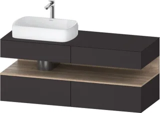 Duravit Qatego Konsolenwaschtischunterbau wandhängend Graphit Supermatt 1400x550x600 mm - QA47650558 QA4765055800010