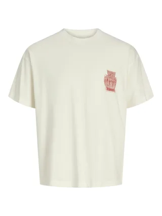 JACK&JONES - JORARGOS BACK PRINT TEE SS CN STYD AW25 Cloud Dancer - Gr. - XXL