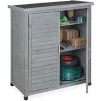 relaxdays Garten-Geräteschrank Grauer Gartenschrank 3 Fächer