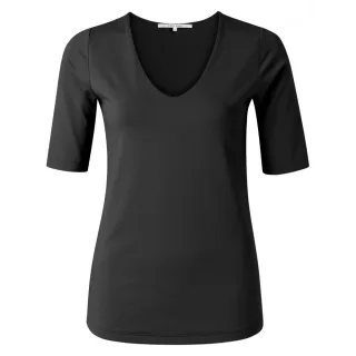 Yaya - Shirt mit V-Ausschnitt schwarz - Gr. - XS