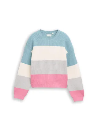 tom tailor kids - Cropped Strickpullover mit Colour Blocking pink colorblock - Gr. - 152