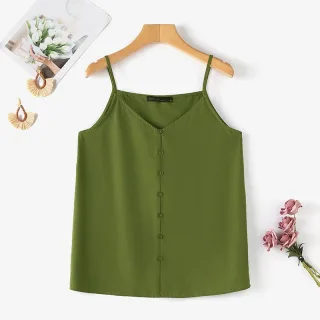 ZANZEA Womens Spaghetti Strap Camisole Summer Tank Tops V Neck Casual Slip Blouse Streetwear