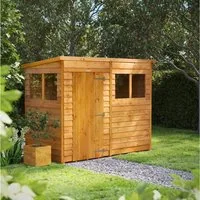 Powersheds Gartenhaus Gartenhaus mit Pultdach und Stülpschalung, Vollholz, BxT: 240x120 cm, (Polyester-verstärkte DachpaPOPe, gehärtetes Glas, hochwertiges Holz), Hochwertiges Holz