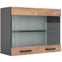 Vicco Glashängeschrank R-Line, Goldkraft Eiche/Anthrazit, 80 cm (1-St)
