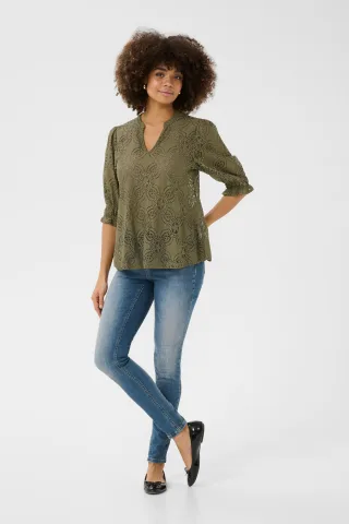 Langarm-Bluse Relaxed fit Dusky Green