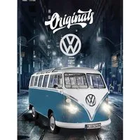 BERONAGE Kinderteppich VW Volkswagen Teppich Bulli T1 Blau 100x133 cm, rechteckig, Höhe: 10 mm, rutschfest