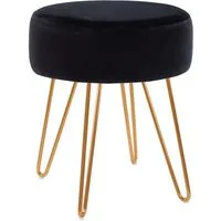 Duhome Hocker (9111), Sitzhocker Rund Hocker Samt oder Stoff Lederoptik Schemel Metallbeine