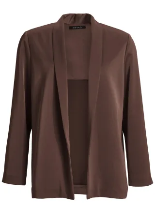 SWING - Oversized Blazer aus Satin chocolate brown - Gr. - 44
