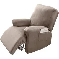 Qelus Relaxsesselhusse Samt Strecken Sesselschoner,Sessel überzug für Relaxsessel 1 Stück, Elastisch,Waschbar,Seitentaschen-Design,Sesselschoner Mit Armlehne